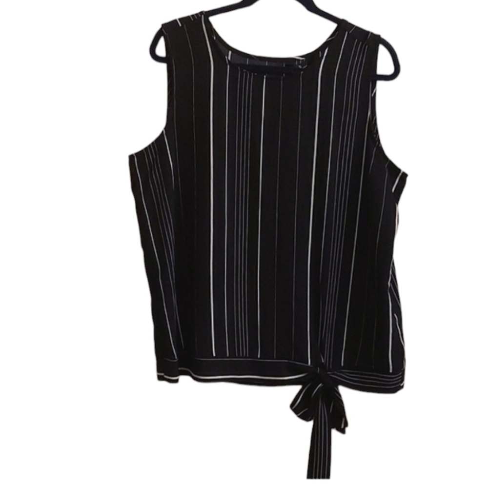 NEW JULES & LEOPOLD Sleeveless Black and White Striped Top Waist Tie sz L